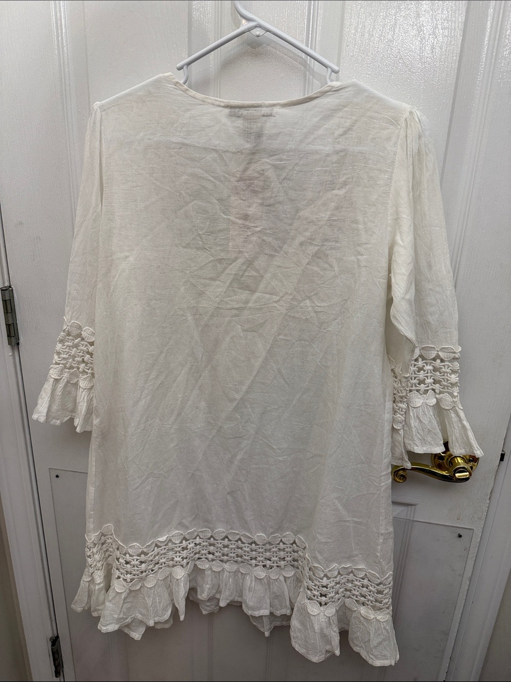 Cute Options White Crochet-Trim Bathing suit cover/swim cover up /Tunic Top - Picture 3 of 3